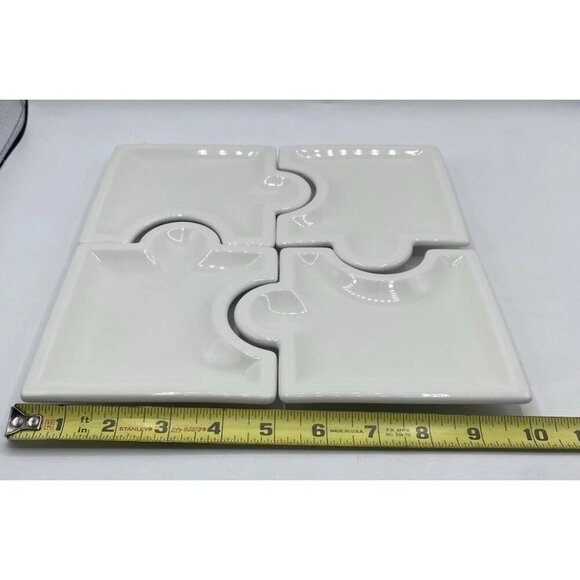 Vintage Syracuse China Set 4 Ceramic 5” X 6” Puzzle Piece Appetizer Plates USA - Picture 9 of 16